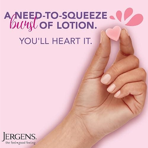 Jergens Cherry Almond Lotion Bursts, Squishy Heart-Shaped Moisturizer Bursts, Lotion Gifts for Teens, 38 Ct thumbnail 2