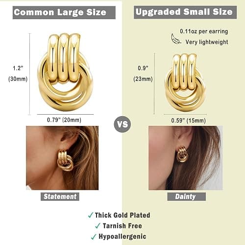 NIXMAX Chunky Gold Silver Earrings Knot Geometric Earrings for Women Dainty 14K Gold and Silver Plated Dangle Drop Earrings Fashion Trendy Jewelry Gifts thumbnail 5