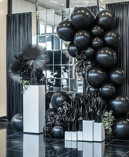 Bezente Black Balloons Latex Party Balloons - 100 Pack 12 inch Round Helium Balloons for New Years Black Themed Graduation Birthday Halloween Party Backdrop Prom Send off Decorations 2026 thumbnail 9