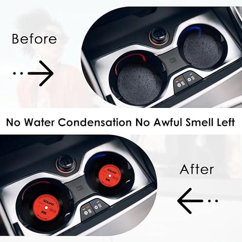 Britimes 2 Pack Car Coaster, Absorbent Ceramic Stone Cork Base Drink Coasters 2.6 Inch, Music Retro Disco Nostalgics Auto Accessories Cup Holders for Women & Men Car Decor thumbnail 4