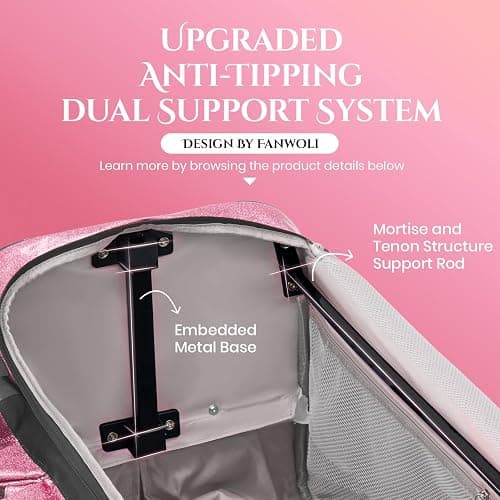 Fanwoli 23" Dance Bag with Rack, Dressing Room, Rolling Competition Duffel | Shine-Bright Collection, 360 Privacy Curtain, TPU-Coated Glitter Fabric, Dual Support System, 10-Costume Capacity thumbnail 4