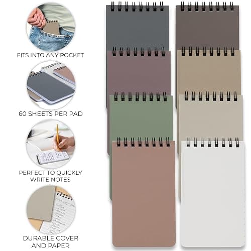 ZICOTO Aesthetic Pocket Notebooks Set Of 8 - Small 3x5 Spiral Notepads With Lined Pages - The Perfect Little Mini Note Pads to Stay Organized and Boost Productivity at Work or School thumbnail 3