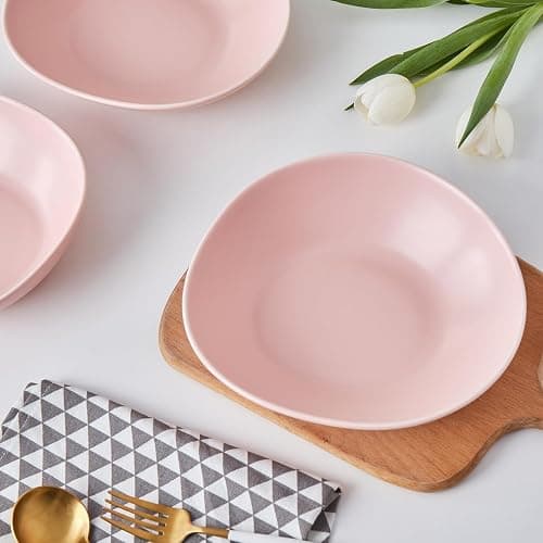 Stone Lain Delilah 8-inch Bowl 6-Piece Dish Set, Porcelain, Blush thumbnail 4