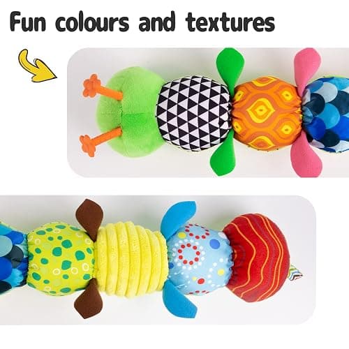 Sumobaby Infant Baby Musical Stuffed Animal Activity Soft Toys with Multi-Sensory Crinkle, Rattle and Textures, for Tummy Time Newborn 0-3-6-12 Months Boys, Girls, Caterpillar thumbnail 4