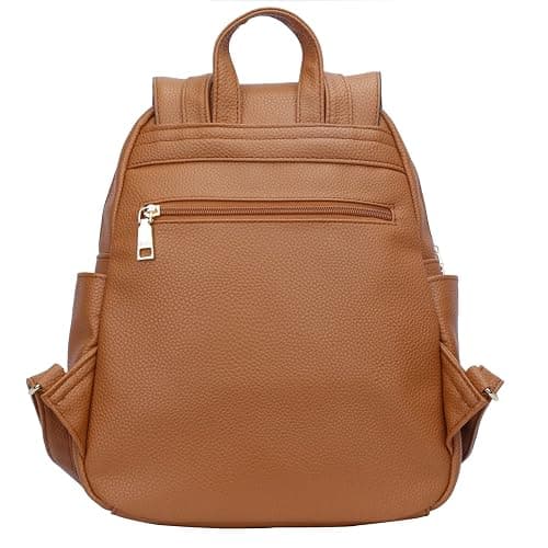 KKXIU Quilted Trendy Leather Backpack Purse for Women and Ladies Shoulder Travel Daypacks Bags with Wristlets (Y-Brown) thumbnail 4
