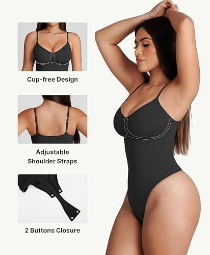 FeelinGirl Shapewear Bodysuit for Women Tummy Control Body Shaper Going Out | Shapewear Tummy Control, Smooth, Soft and Stretchable, Natural Curves, Comfort, Adjustable Shoulder Straps, Daily Wear, Party thumbnail 4