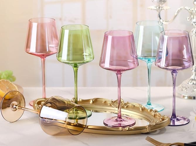 Physkoa Colored Wine Glasses Set of 6-16oz Hand Blown Crystal Colorful Wine Glasses with Long Stem, Multicolor Wine Glass for Wine Lovers, Mother's Day, Wedding, Birthday Gifts for Women thumbnail 4