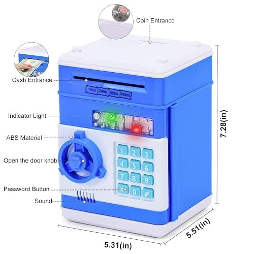 Refasy Piggy Bank Cash Coin Can ATM Bank Electronic Coin Money Bank for Kids Age 3-12, Money Savings Box Mini ATM Coin Bank Toys Gifts for 3 4 5 6 7 8 9 10 11 12 Year Old Boys Girls thumbnail 3