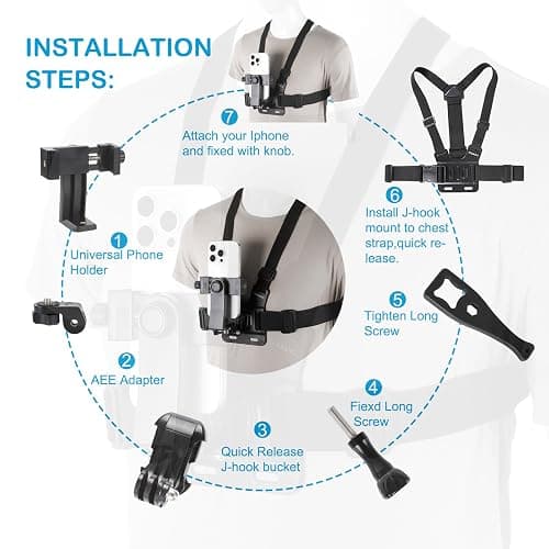 PellKing Mobile Phone Chest Mount Harness Strap Holder Cell Phone Clip Action Camera POV for Samsung iPhone Plus etc thumbnail 4