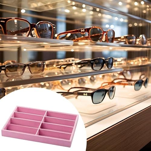 Teruyol Sunglasses Organizer Tray 8 Slots Container Eyewear Holder for Desktop Travel Home, pink thumbnail 3