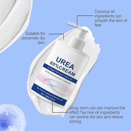 Intensive 60% Urea Cream for Cracked Heels & Dry Skin – Deep Moisturizing Foot & Hand Treatment – Softens Calluses on Feet, Knees & Hands – Ultra-Hydrating Formula for Smooth, Nourished Skin thumbnail 4
