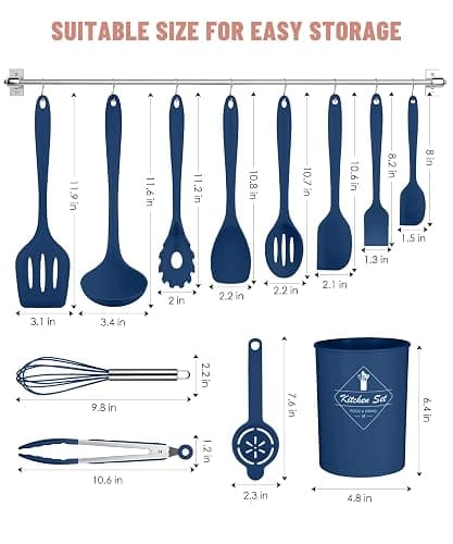 Kitchen Utensils Set-12 Pieces Silicone Cooking Utensils Set (Dishwasher Safe) 392°F Heat Resistant Spatula Set,Kitchen Utensil Set for Nonstick Cookware,Best Kitchen Tools with Holder thumbnail 2