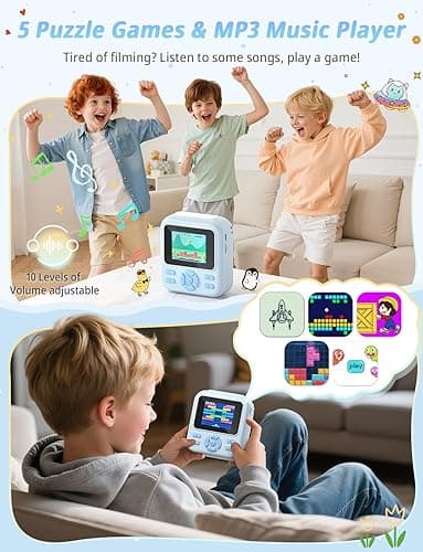 YOHOOLYO Kids Camera Instant Print, 2.4'' Digital Instant Camera for Kids with 32GB Card & 3 Rolls Paper, 1080P HD Video Recording, Birthday Gifts for Boys & Girls Aged 3-12, Blue thumbnail 9