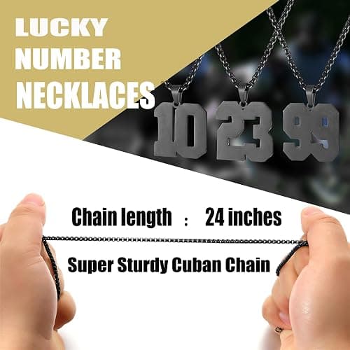 SKQIR Number Necklace for Men Black Baseball Jersey Number Pendant for Boys Athletes Number Chain Pendant for Boys Sport Stainless Steel necklace Stocking Stuffers Christmas New Year Gifts for Men thumbnail 6