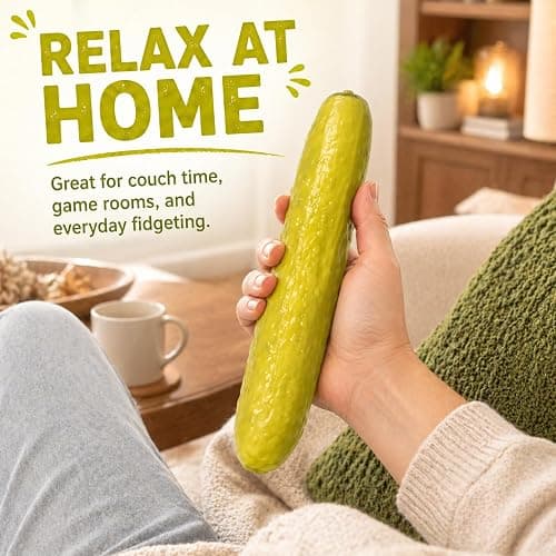 Squishy Pickle, Pickle Squishy Stress Toy, Fidget Squishy Toys, Fruit Stress Balls for Anxiety Relief, Perfect to Squeeze, Sensory Toys (Pickle) thumbnail 5