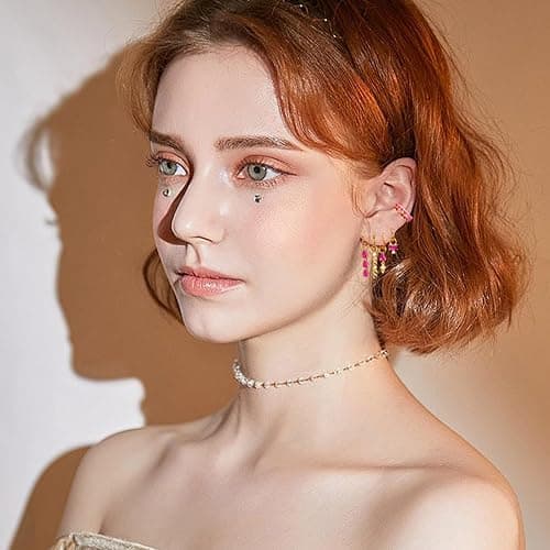 6pcs Gold Hoop Earring Stacks For Women Dainty Colorful Cubic Zirconia Huggie Earrings 18k Gold Hoop Earrings Cartilage Stud Earring Sets For Multiple Piercing thumbnail 2
