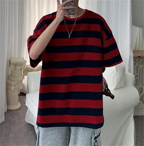 Harajuku Oversized Striped Shirts Y2K Grunge Clothes Crew Neck Emo Scene Clothes Streetwear Baggy Shirt Pullover thumbnail 5