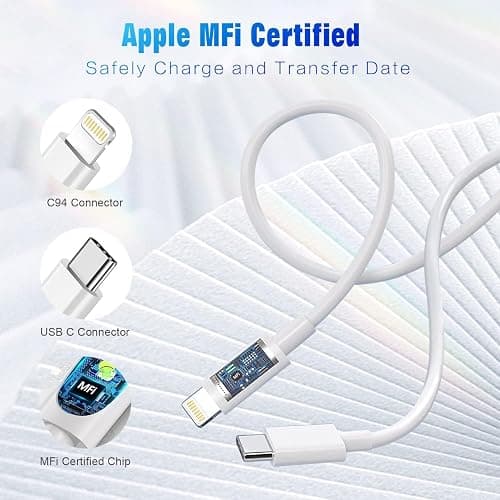 USB C to Lightning Cable 3FT 2Pack [Apple MFi Certified], Power Delivery iPhone Cables Type C iPhone Charger Cord Fast Charging Compatible iPhone 14 13 12 11 Pro Max X XS XR 8 7 6s Plus SE thumbnail 2