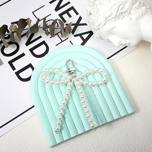 Mabor Silver Heart Pearl Bow Keychain Y2k Bowknot Keyring Sweet Bag Car Keys Charms Accessories for Car Keys Bow Keychain Accessories Women thumbnail 7