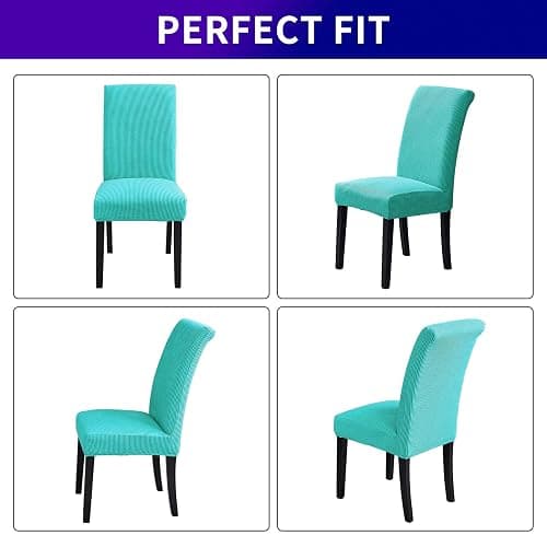 Howhic Stretch Chair Covers for Dining Room Set of 2, Removable Washable Dining Room Chair Covers, Dining Chair Slipcovers Seat Protector, Great for Home and Banquet Decoration (Turquoise, 2 Pack) thumbnail 4