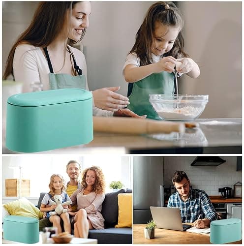 LTWQLing Mini Trash Can with Lid - Removable Small Garbage Can, Tiny Plastic Trash Bin, Pop Up Countertop Wastebasket, Counter Garbage Lint Bin for Bathroom,Office,Kitchen,Desk,Coffee Table(Sky Blue) thumbnail 6