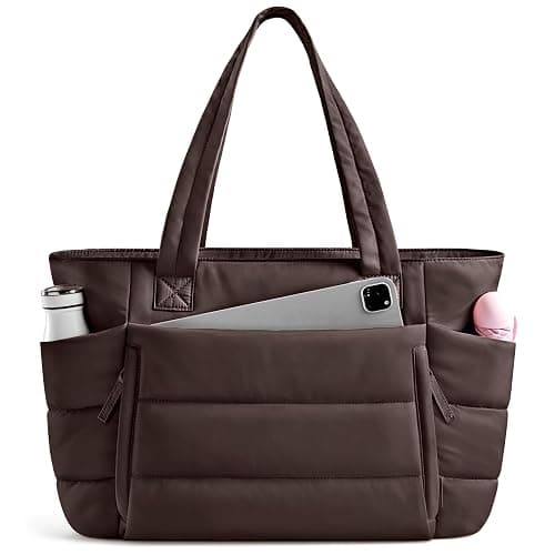 Uselike Tote Bag for Women with Zipper, Quilted Puffer Tote Bag with Compartments, Lightweight Puffy Work Bags for Women - Image 1