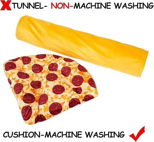 LUCKITTY Cat Tunnel Bed - Peek-a-Boo Pizza Shape Design for Cozy and Playful Animals - 9.8 -Inch Diameter Yellow thumbnail 8