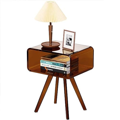 solaround Acrylic Side Table, Acrylic Nightstand Bedside Table for Bedroom (Dark Brown, 16.1'' x 11.8'' x 19.7'') - Image 1