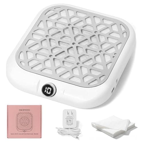 Smofrees Nail Dust Collector - Professional Powerful Dust Collector Nail Tech with LED Display, 10 Suction Modes, Acrylic Nail Tools with 30 Disposable Filter Papers, White - Image 1