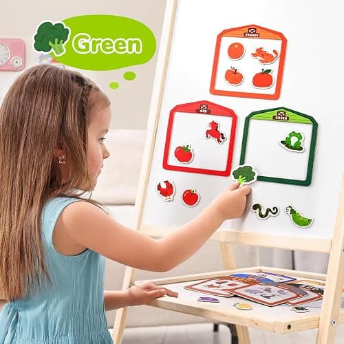JoyCat Wooden Fridge Magnets for Toddlers, 50PCS Magnetic Color Sorting Refrigerator Toys, Farm & Zoo Animal Magnets for Kids, Baby Educational Learning Gifts for 2, 3, 4, 5 Year Olds thumbnail 4