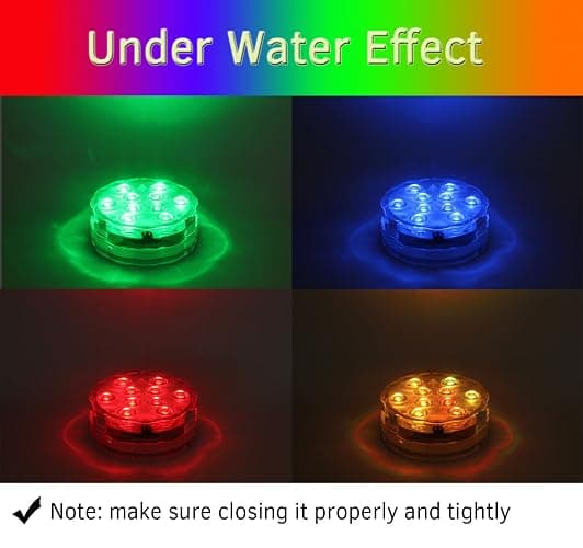 Qoolife Submersible LED Lights Remote Control Battery Powered, RGB Multi Color Changing Waterproof Light for Pool, Vase Base, Spa, Aquarium, Pond, Hot Tub, Decoration, Party, 2-Pack - 2-Pack thumbnail 4