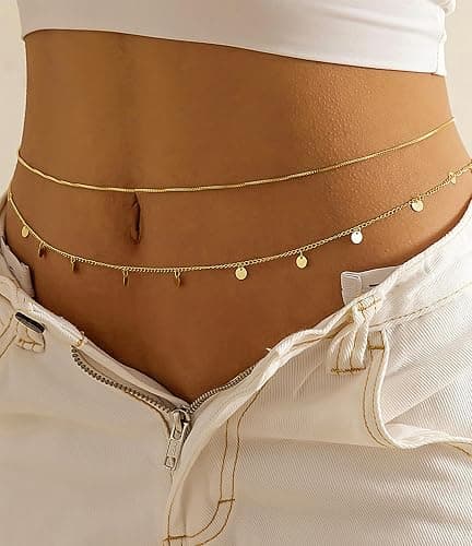 MODRSA Body Chain Belly Chain Silver Gold Waist Chain Body Chain Jewelry for Women Body Jewelry for Women Waist Chains Belly Chains for Women Chain Bra Lingerie thumbnail 5