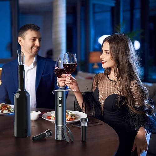 Newise Rechargeable Electric Wine Opener Gift Set: Wine Opener, Aerator, Vacuum Stoppers & Foil Cutter - Wine Lovers Gifts for Women Men, Mom thumbnail 7