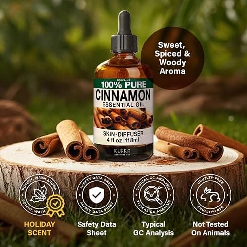 KUKKA Cinnamon Essential Oils - 4 Fl Oz - for Hair, Skin, Diffuser, Aromatherapy & DIY Soap Making Scent thumbnail 6