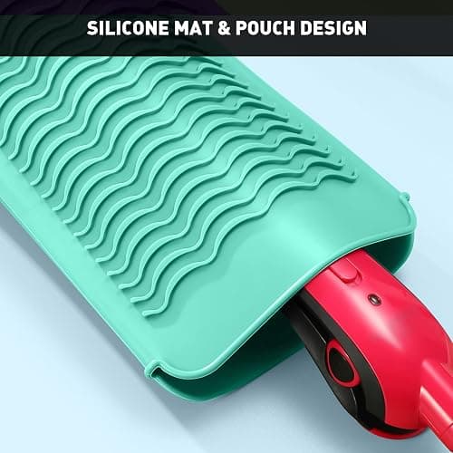 ZAXOP Resistant Silicone Mat Pouch for Flat Iron, Curling Iron,Hot Hair Tools (Mintgreen) thumbnail 3