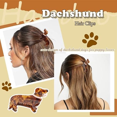 Hapdoo Dachshund Gifts for Women, Acetate Animal Dachshund Dog Hair Clips for Puppy Lovers Gifts, Cute Pet Hair Accessories Stocking Stuffers for Christmas, Birthday thumbnail 4
