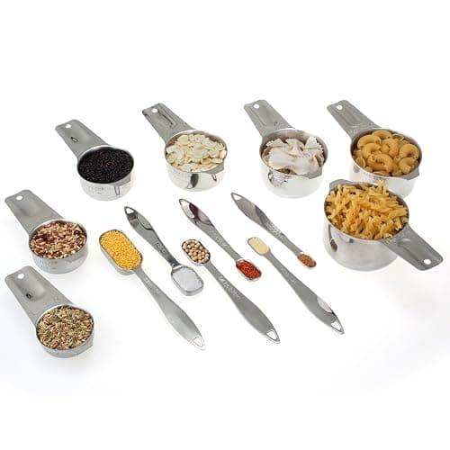 13-piece Measuring Cups and Spoons Set, 18/8 Stainless Steel Heavy Duty Ergonomic Handle with Ring Connector, Silver thumbnail 8