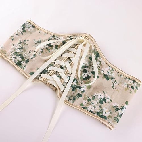 Scarlet Darkness Corset Belt for Women Renaissance Lace up Floral Corsets | Fishbone Support, Underbust Wide Waist Belt, Ren Faire Accessories thumbnail 6