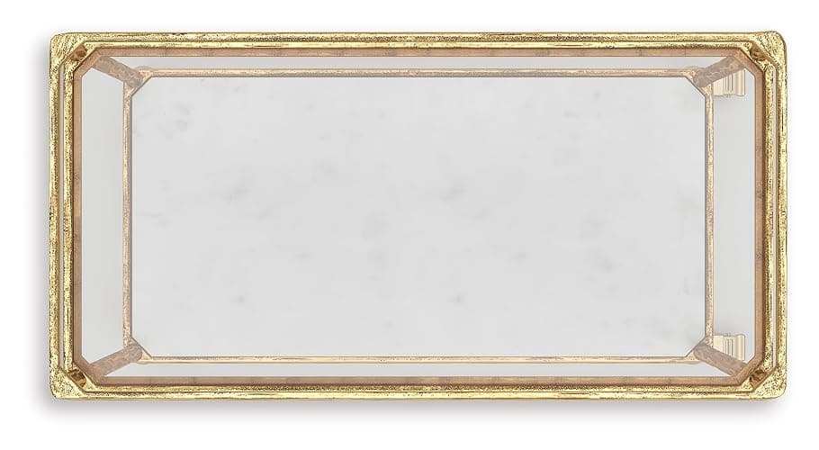Signature Design by Ashley Plattfield Gold Bar Cart, 28" Antique Brass Serving Cart with Wheels, Genuine White Marble and Glass Shelves for Small Space Home Coffee Station, Light Gold Finish thumbnail 8
