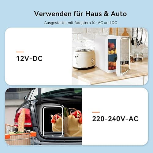 YU YUSING Mini Kühlschrank mit LED Spiegel 8 Liter, Kosmetik Kühlschrank mit LED Licht Make-Up Spiegel, 12V/220V Retro Klein Skincare Fridge Kühl/Heizfunktion für Autos Büros Schlafzimmer Schlafsäle thumbnail 5