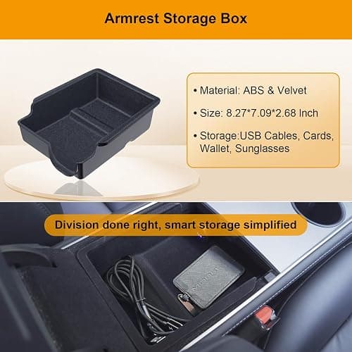 BANKKY Center Console Organizer Tray 5PCS for Tesla Model Y Accessories 2024-2020(Not Fit 2024 2025 Model Y Juniper) Armrest Storage Tray, Hidden Storage Box, Cup Holder Insert, Under Seat Storage Box thumbnail 4
