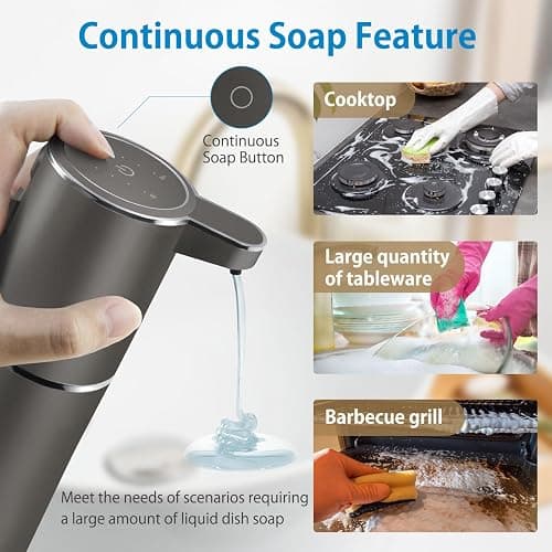 Gotofine Automatic Liquid Soap Dispenser,4-Level Adjustable, Wall Mount,USB Rechargeable,12.8oz/ 380ml,Touchless Hand & Dish Soap Dispenser for Bathroom, Kitchen,Hotel, Restaurant thumbnail 4