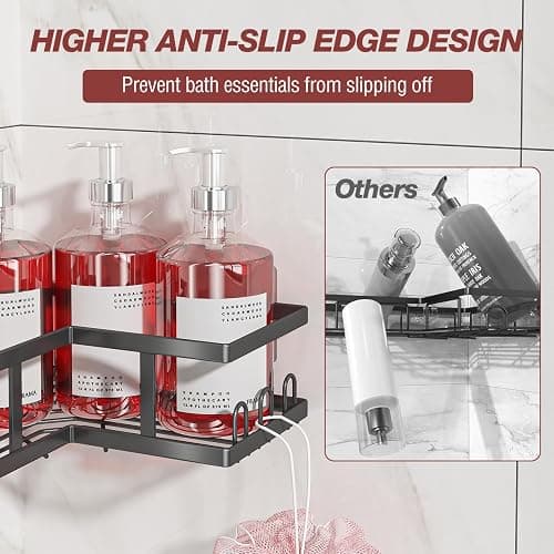 Youvip Shower Caddy Corner with Soap Holder, No Drilling Shower Shelves-Rustproof, Adhesive Shower Organizer Corner for Dorm. Black, 4-Pack thumbnail 5