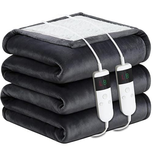 DANENOSA Electric Heated Blanket Queen Size 84''x90'' Soft Flannel & Sherpa Electric Blanket with 10 Heating Levels, Automatically Shut Down After 8h with Overheat Protection Machine Washable - Image 1