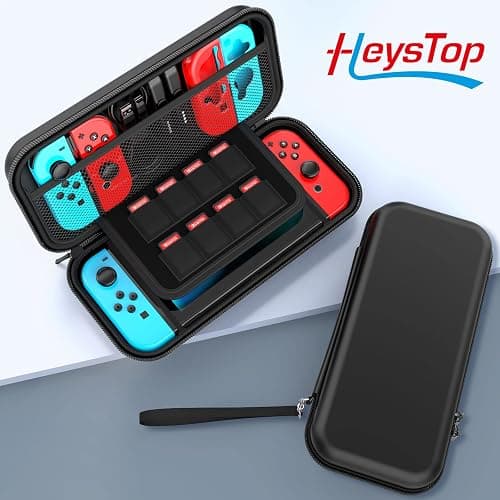 HEYSTOP Switch Case Compatible with Nintendo Switch, 9 in 1 Accessories kit with Carrying Case, Dockable Protective Case, HD Screen Protector and 6pcs Thumb Grips Caps thumbnail 8