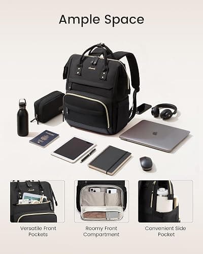 LOVEVOOK Laptop Backpack for Women, 15.6 Inch Work Business Backpacks Purse With Large Capacity, Waterproof Nurse Bag College Bookbag for School, Waterproof Casual Daypack for Travel thumbnail 4