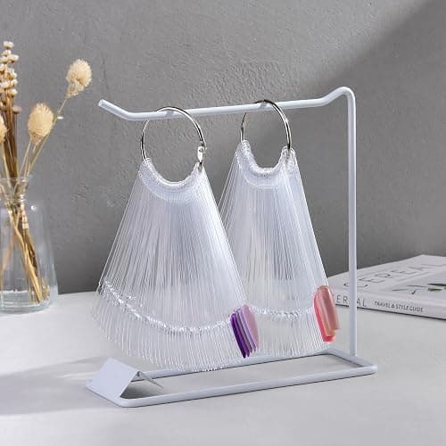 150 Pcs Nail Swatch Sticks with Ring & Nail Art Display Stand Storage Rack, Clear Fan-shaped Display for Nail Art Polish Practice, False Nail Sample Tips Nail tech Supplies for Home or Salon Use thumbnail 6