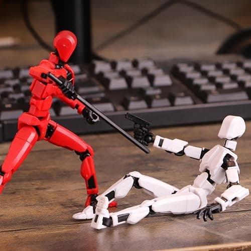 DANONI Assembly Completed- Upgrade 3D Printed Multi-Jointed Action Figures,Titan 13 Action Figure,Nova 13 Action Figure,Dummy Robot 13 Action Figures Set,Multiple Accessories, Desk Decoration(Red) thumbnail 2