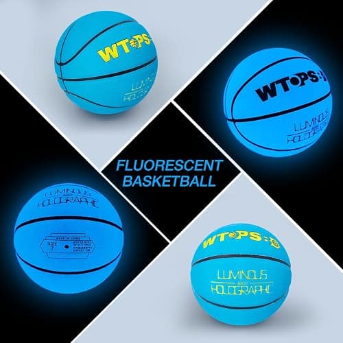 WTOPSBO Glow in The Dark Basketball Blue, Cool Glowing Luminous Basketball with Pump and Bag Indoor Outdoor PU Leather Basketballs Size 5/6/ 7 thumbnail 3