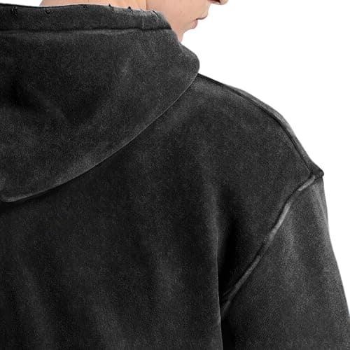 Dnzzs Men's Oversized Acid Wash Hoodies Heavyweight Cotton Fleece Sweatshirt Loose Fit Fall Winter Casual Streetwear Pullover thumbnail 5